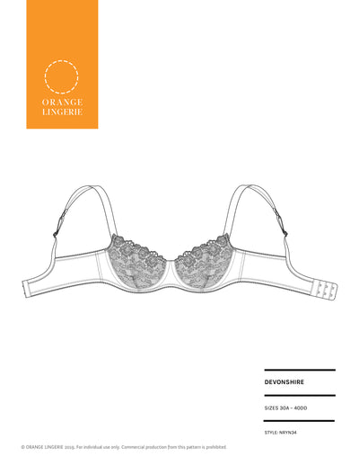 Orange Lingerie Devonshire A to DD  Bra Sewing Pattern Cover