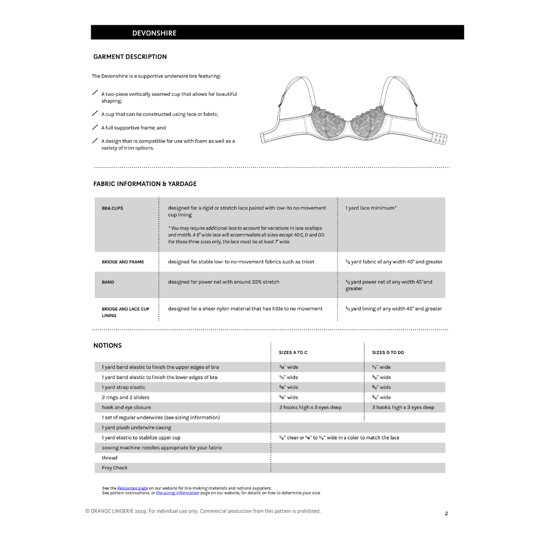 Devonshire Bra PDF Sewing Pattern