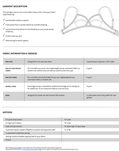 The Lexington Bra Sewing Pattern by Orange Lingerie