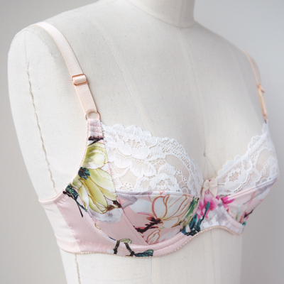 Peach Floral Marlborough Bra by Orange Lingerie