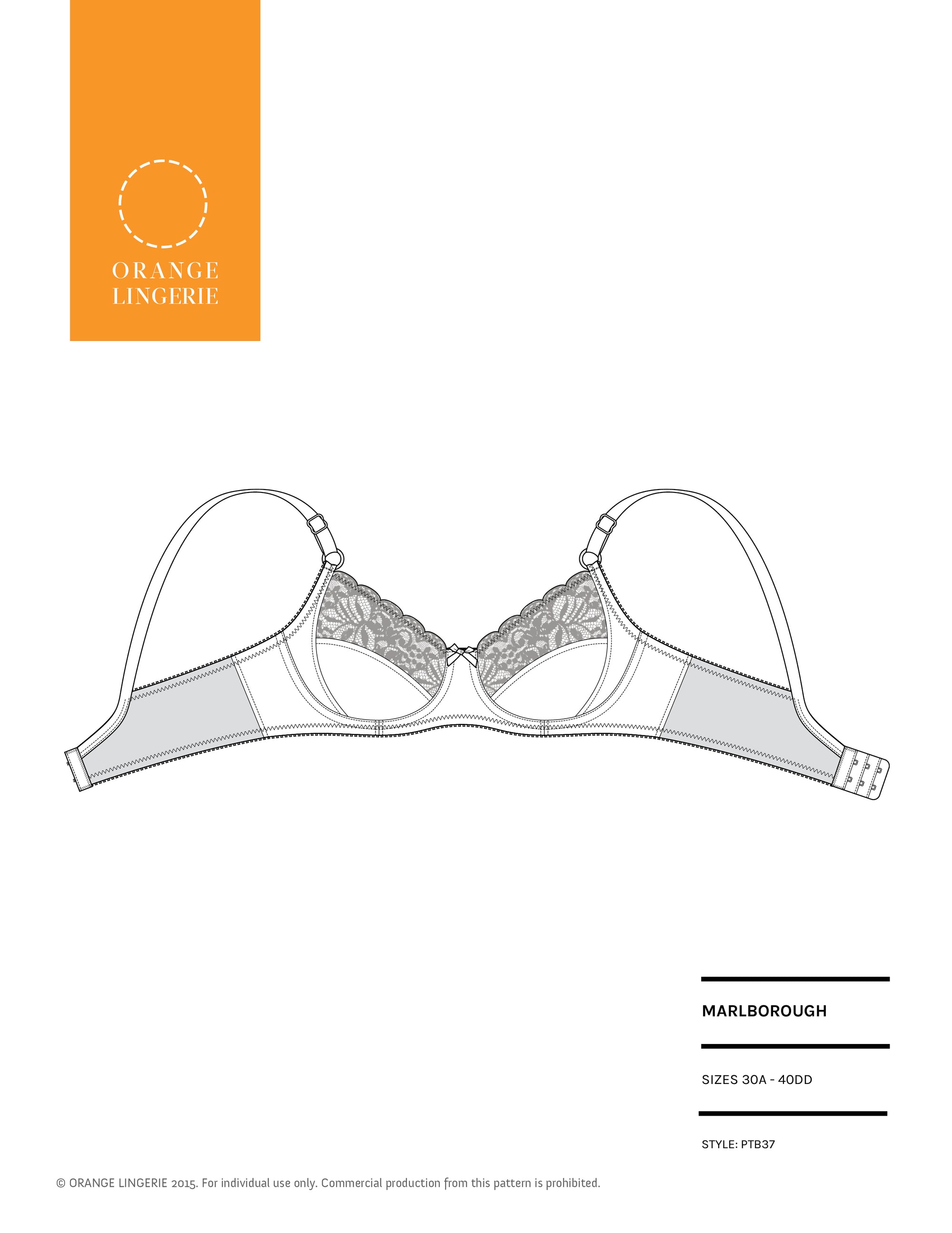 Marlborough Bra Instant Download PDF Sewing Pattern - Orange Lingerie