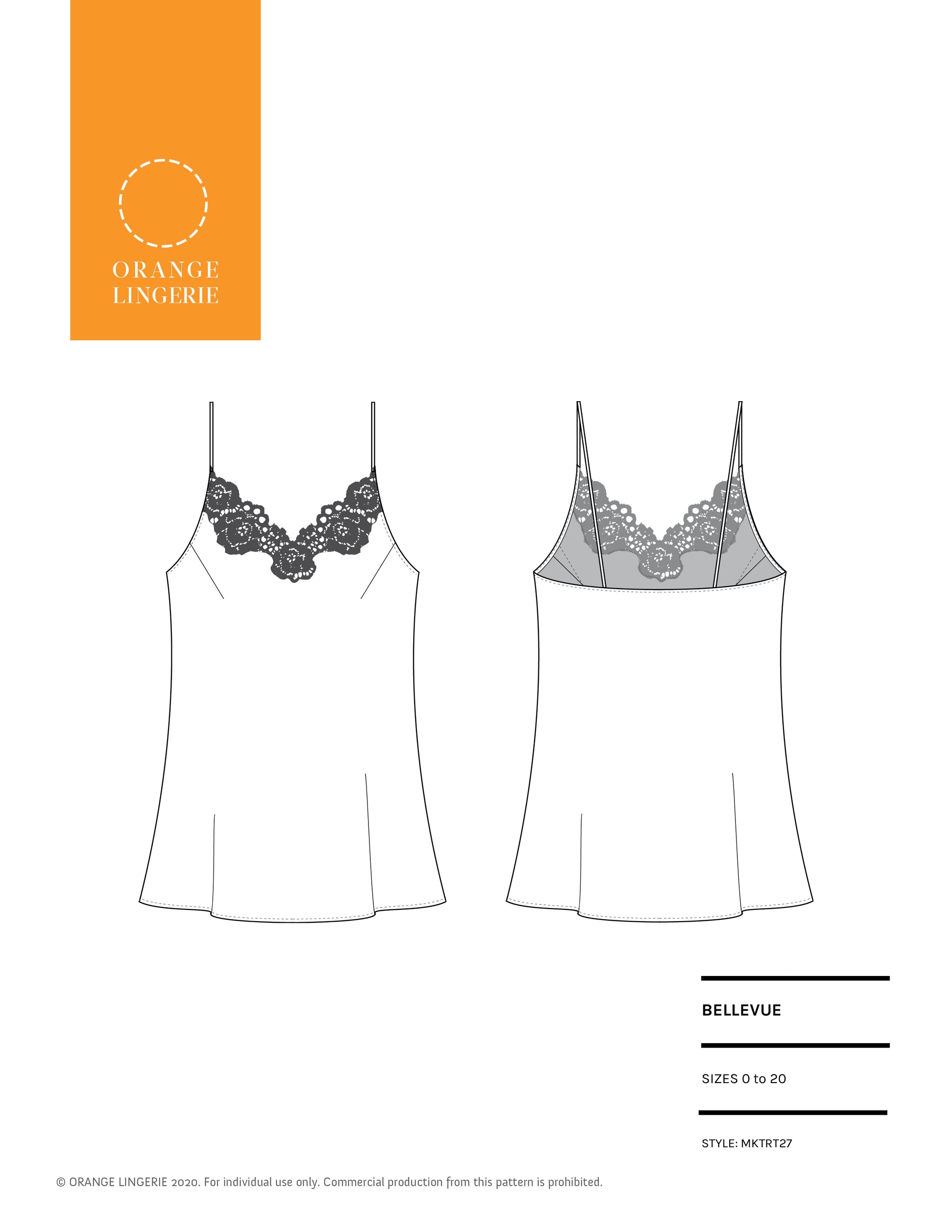 Sommar Camisole PDF Sewing Pattern With Built in Bralette. Low