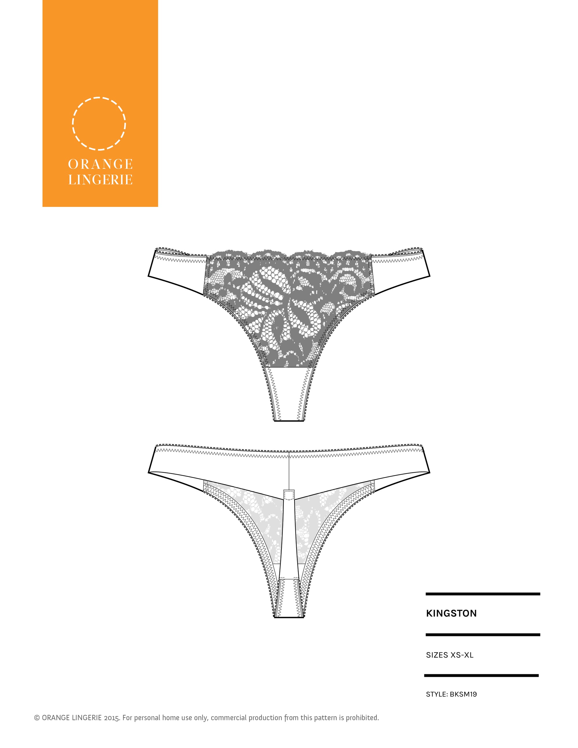 Orange Lingerie Kingston Thong Sewing Pattern Cover