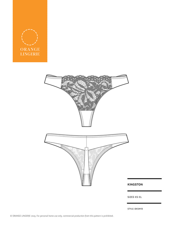 Kingston Thong Underwear Instant Download PDF Sewing Pattern - Orange ...