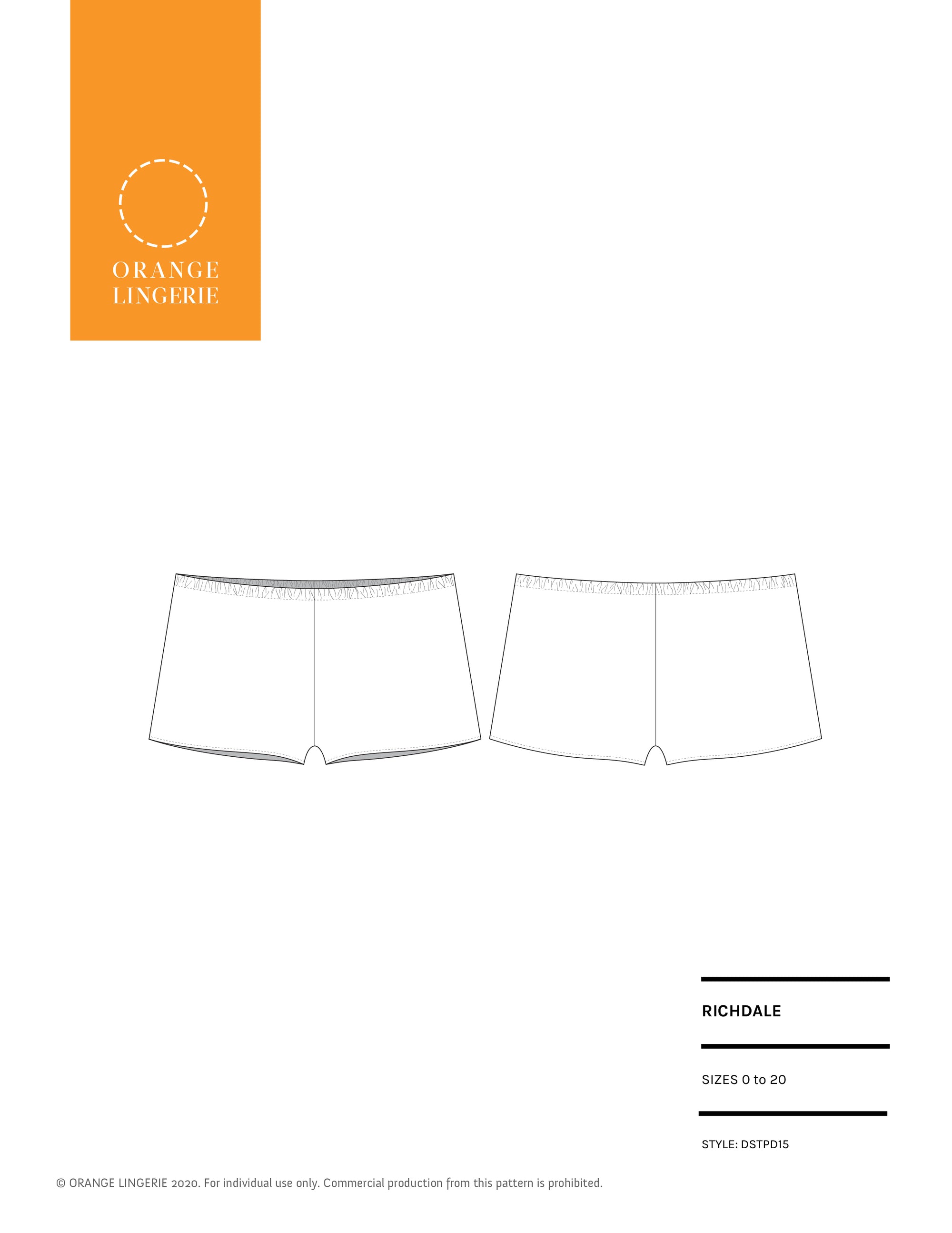 Richdale Tap Shorts Instant Download PDF Sewing Pattern - Orange