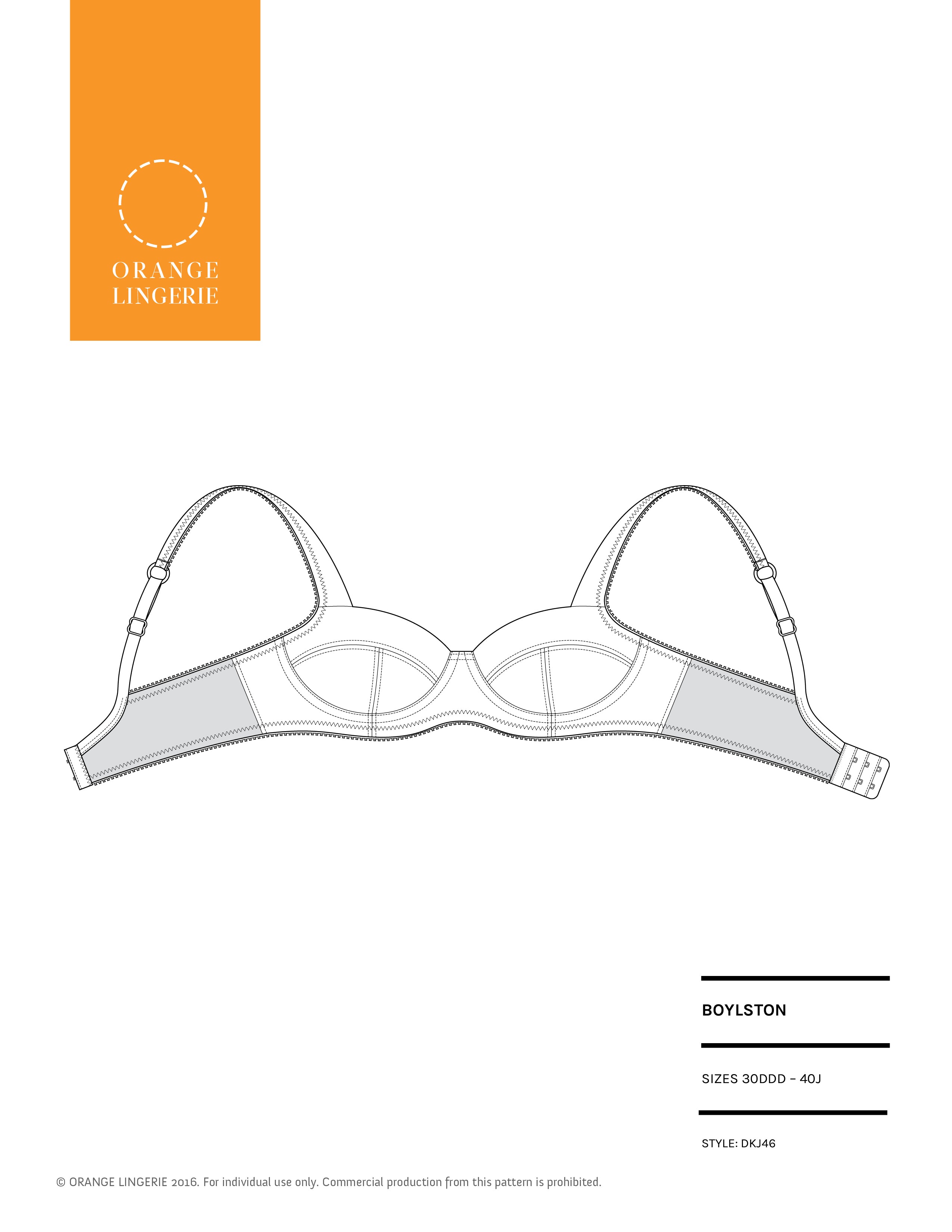Boylston Bra Instant Download PDF Sewing Pattern - Orange Lingerie