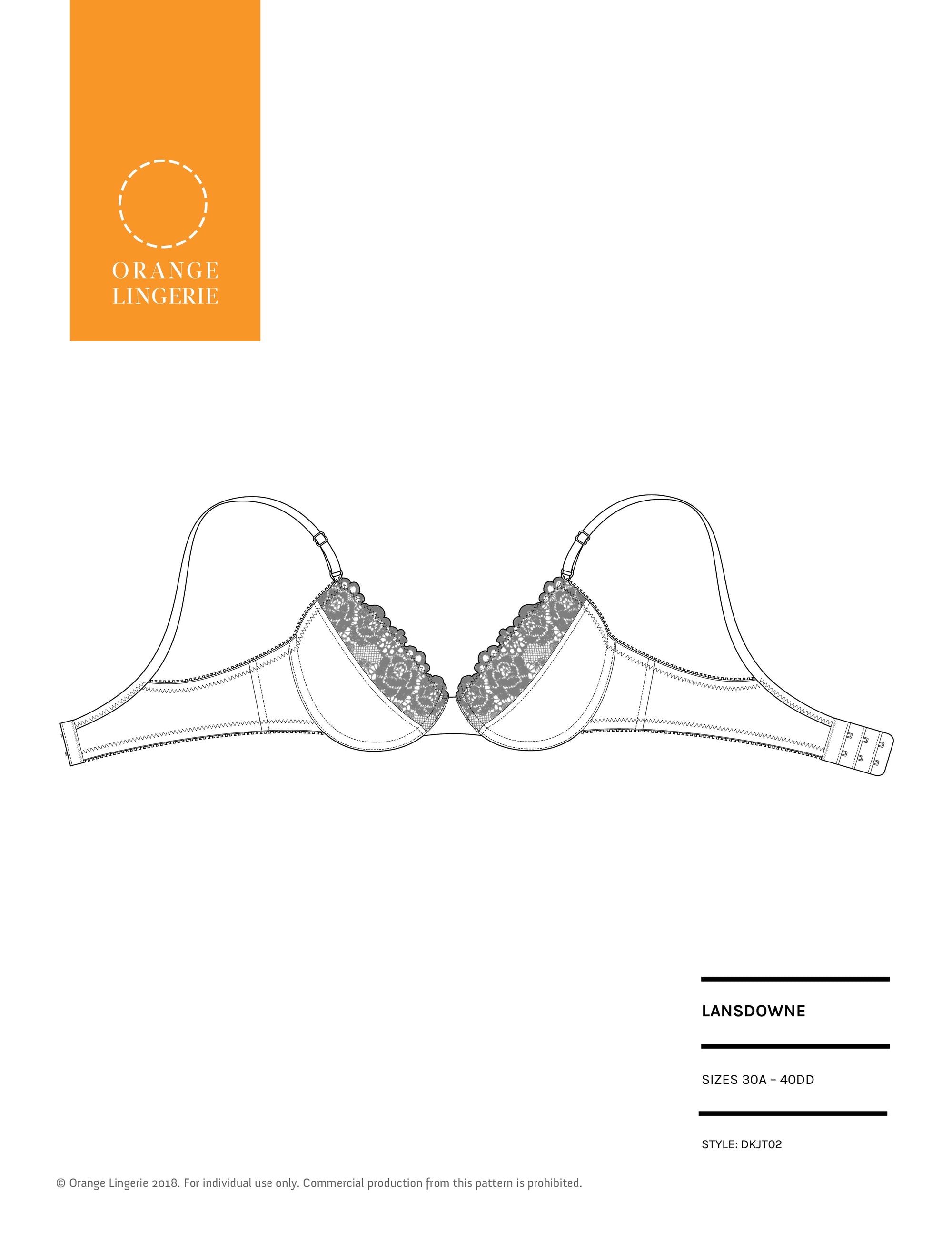 Orange Lingerie Lansdowne Bra Sewing Pattern Cover