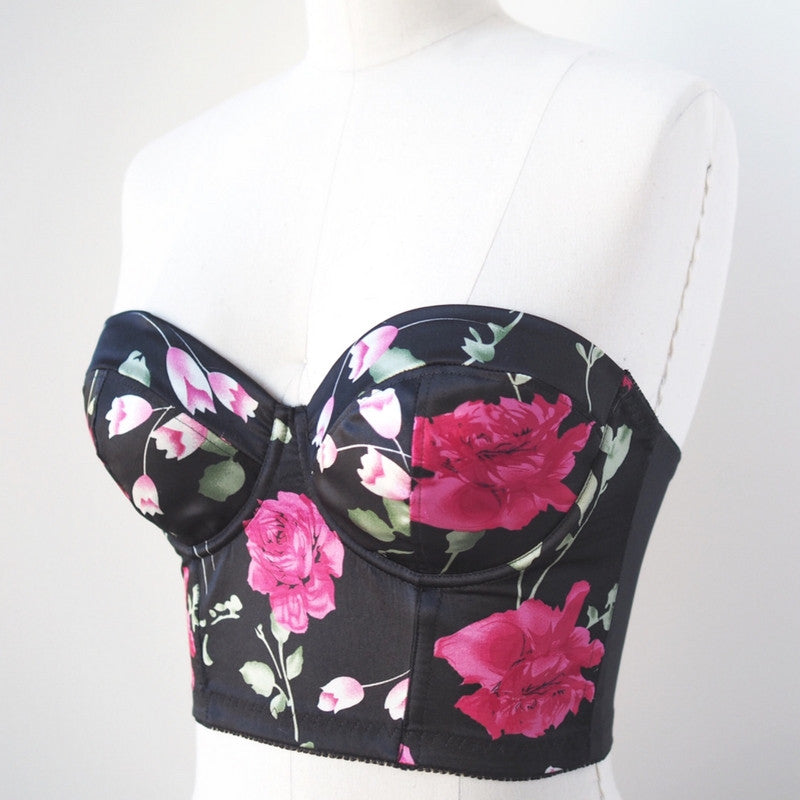 Esplanade Bra in Dark Floral Charmeuse by Orange Lingerie