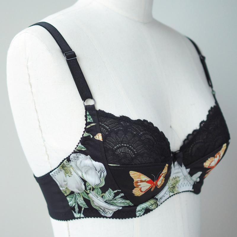 Black Floral Marlborough Bra by Orange Lingerie