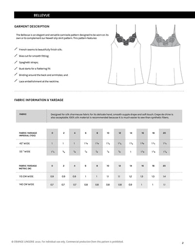 Bellevue Camisole PDF Sewing Pattern